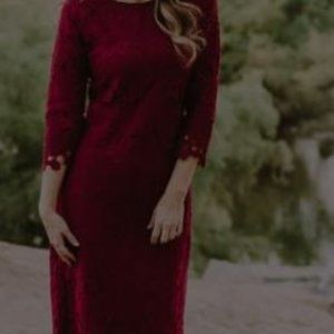 The Angelica Lace Dress in Burgundy